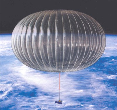 weather balloon floating above earth in space